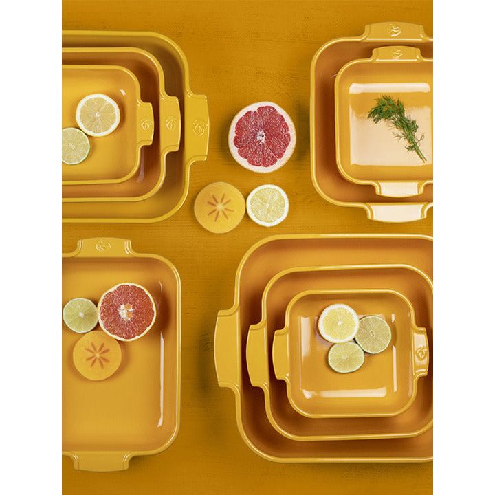 APPOLIA - Plat four céramique rectangle jaune safran satin 25 cm - 10in - Peugeot - Plat pour four - - La Guilde Culinaire