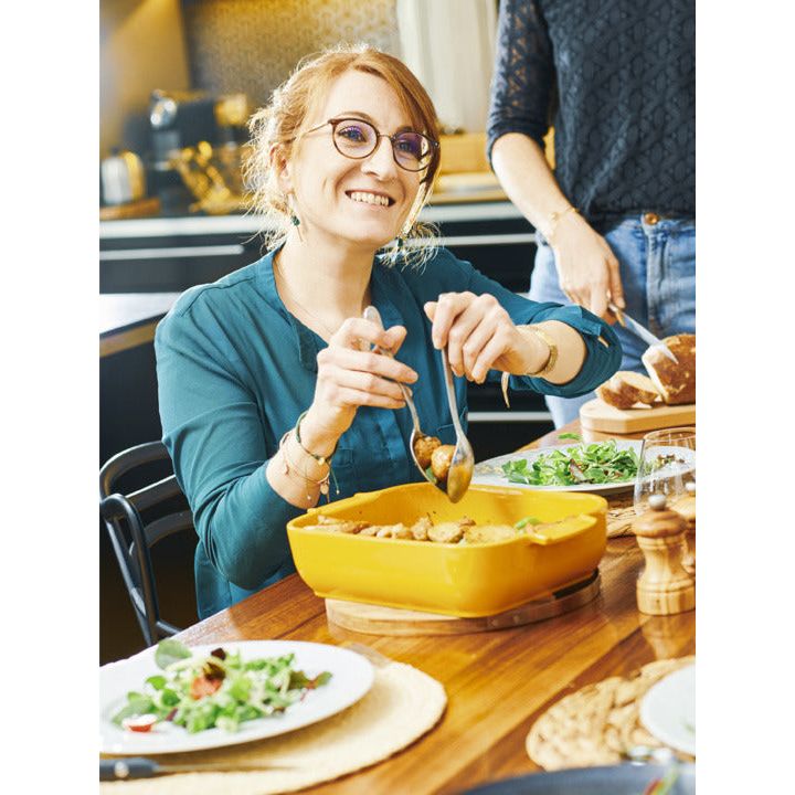 APPOLIA - Plat four céramique rectangle jaune safran satin 25 cm - 10in - Peugeot - Plat pour four - - La Guilde Culinaire