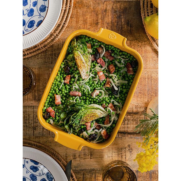 APPOLIA - Plat four céramique rectangle jaune safran satin 25 cm - 10in - Peugeot - Plat pour four - - La Guilde Culinaire