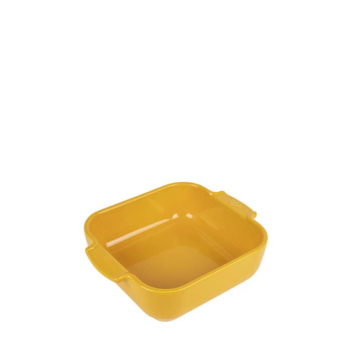 APPOLIA - Plat four céramique carré jaune safran 21 cm - 8.25in ! - Peugeot - Plat pour four - - La Guilde Culinaire