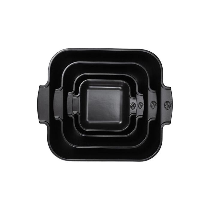 APPOLIA - Plat four céramique carré noir satin 21 cm - 8.25in ! - Peugeot - Plat pour four - - La Guilde Culinaire
