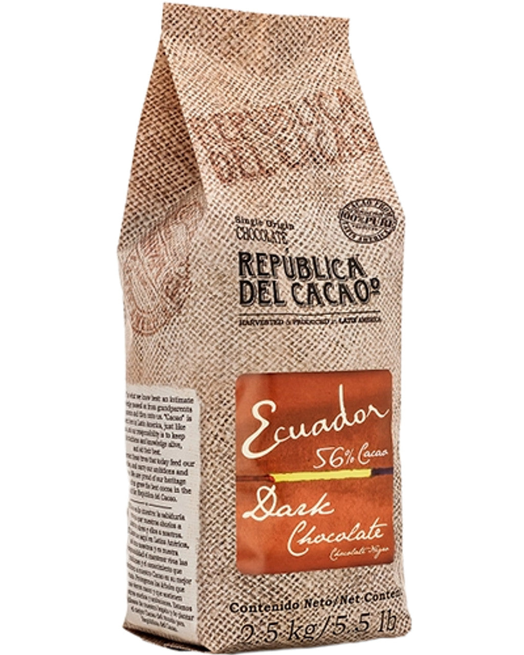 Chocolat Noir Équateur 56% 2.5 kg / 5.5 lbs - Republica Del Cacao - Chocolat - 883200 - La Guilde Culinaire