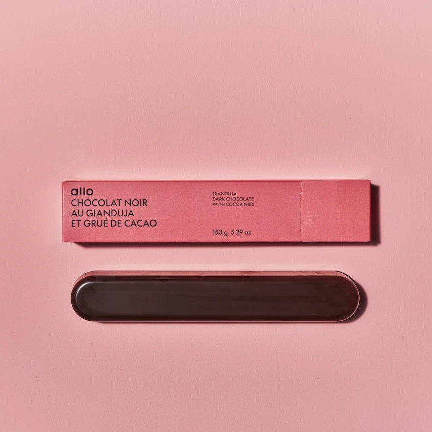 BB - Barre chocolat noir au gianduja et grué de cacao ! - Allo Simonne - Barre de chocolat - - La Guilde Culinaire