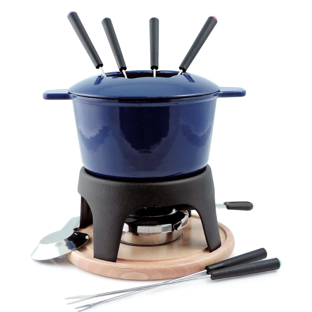 Sierra Set à fondue en fonte émaillée Bleu 11 Pc - Swissmar - Service à fondue - - La Guilde Culinaire