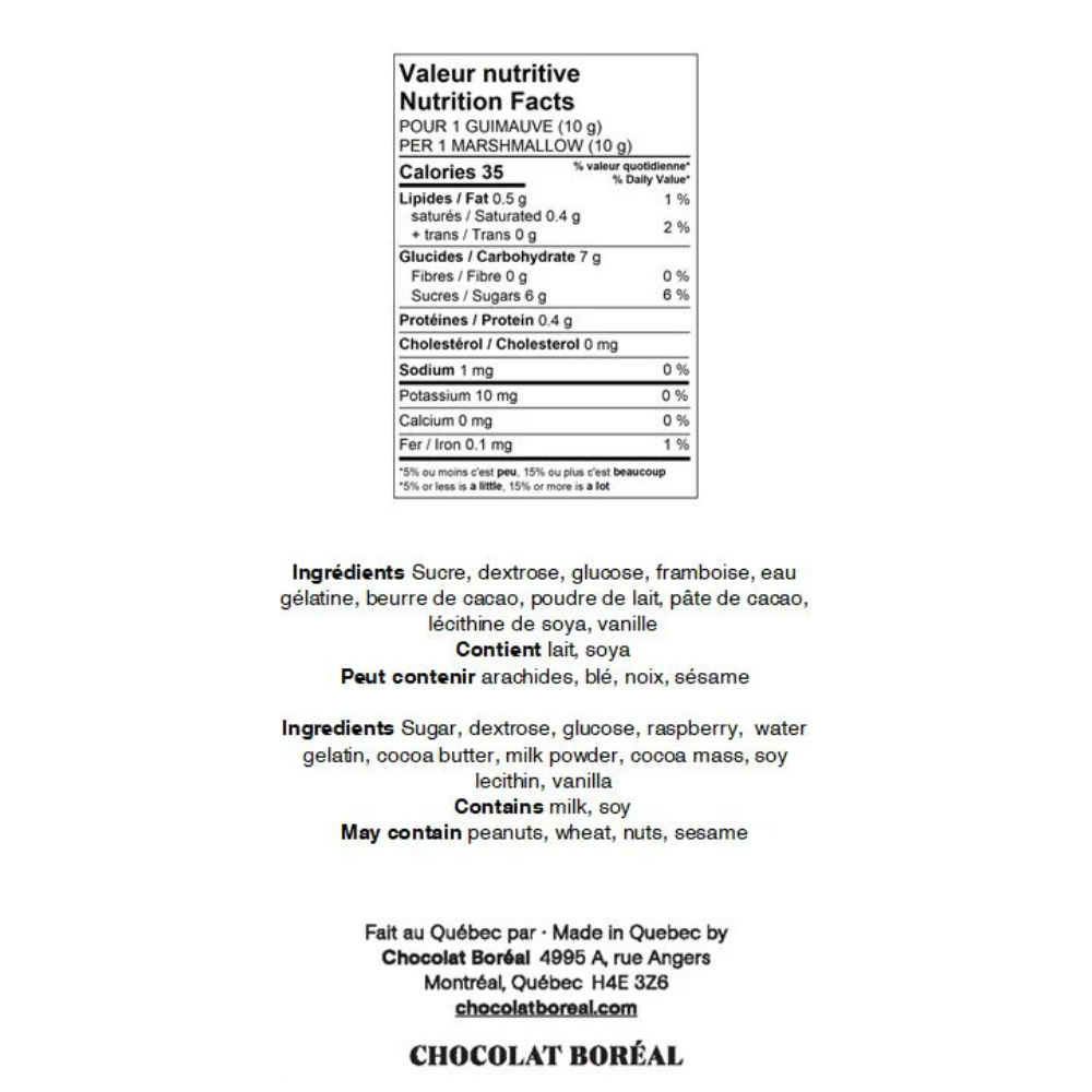 Guimauves NOIR - Framboise - Chocolat Boréal - Chocolat - - La Guilde Culinaire