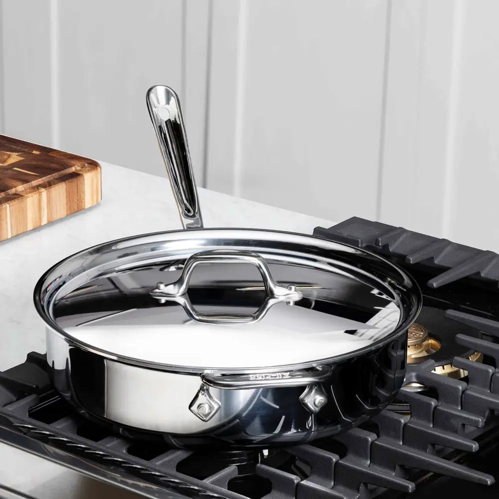 Sauteuse en acier inoxydable 4QT - D3 avec couvercle - All-Clad - Poêle à frire - - La Guilde Culinaire
