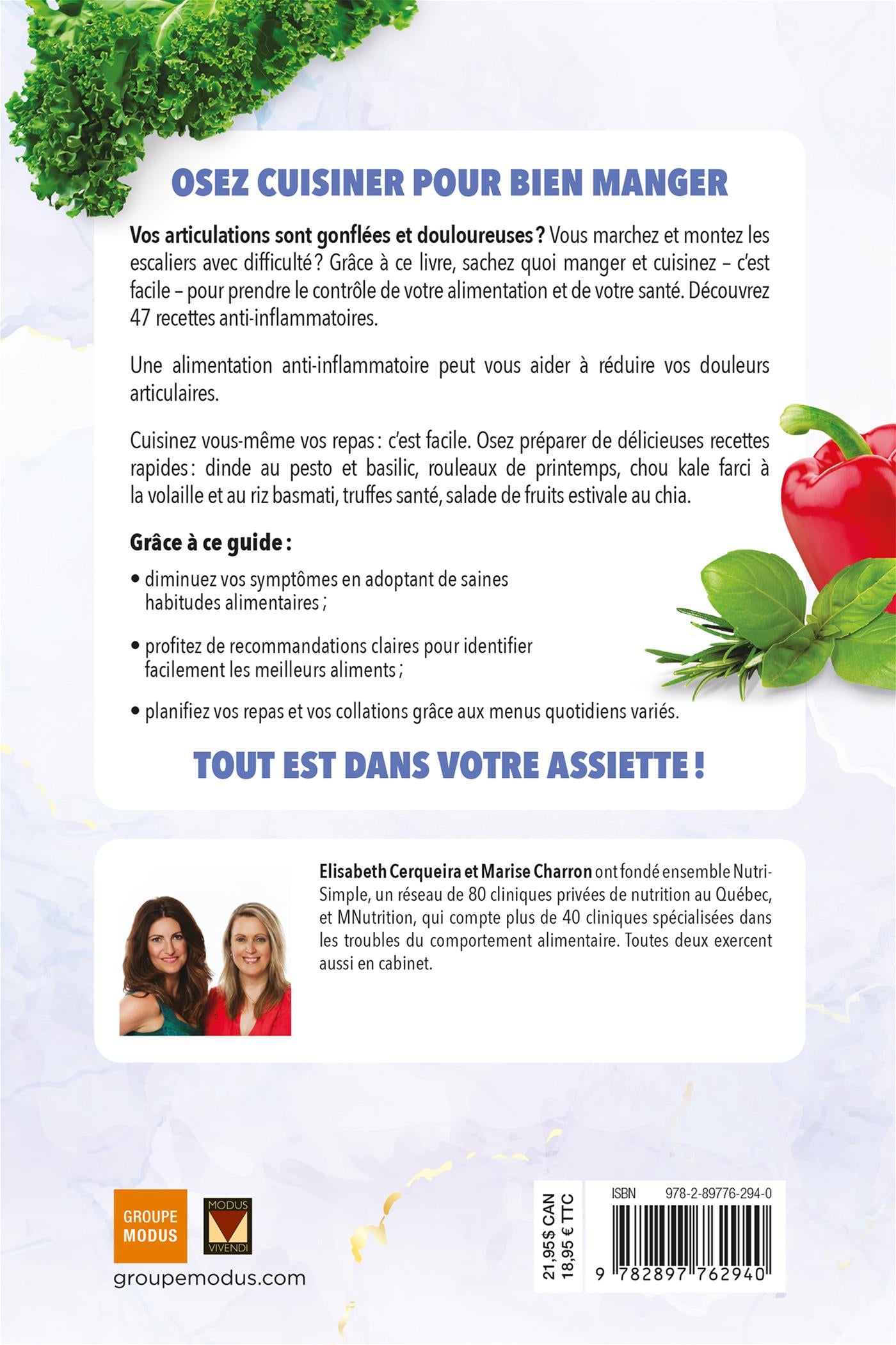 Arthrite et inflammation : Pour une alimentation anti-inflammatoire - Modus Vivendi Ed. - Livre de cuisine - - La Guilde Culinaire