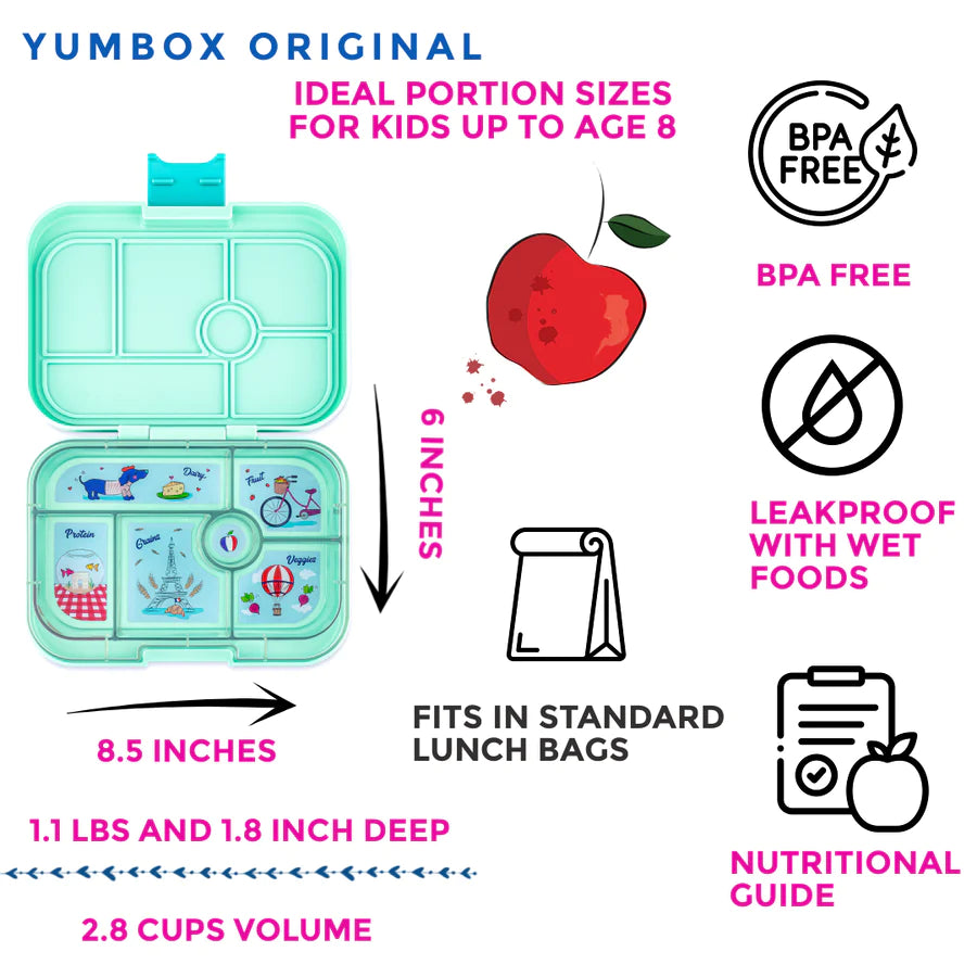 Yumbox Bento – Original – Serena Aqua - avec plateau Paris (6 compartiments) - Yumbox - Boîte à repas - - La Guilde Culinaire