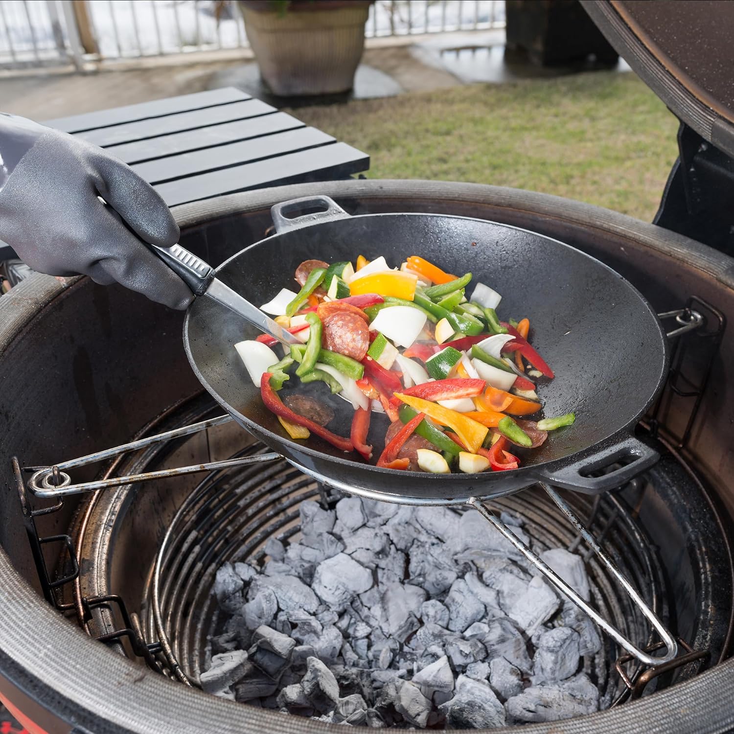 Support à Wok en X - KamadoJoe - Kamado Joe - Support de cuisson pour BBQ - - La Guilde Culinaire