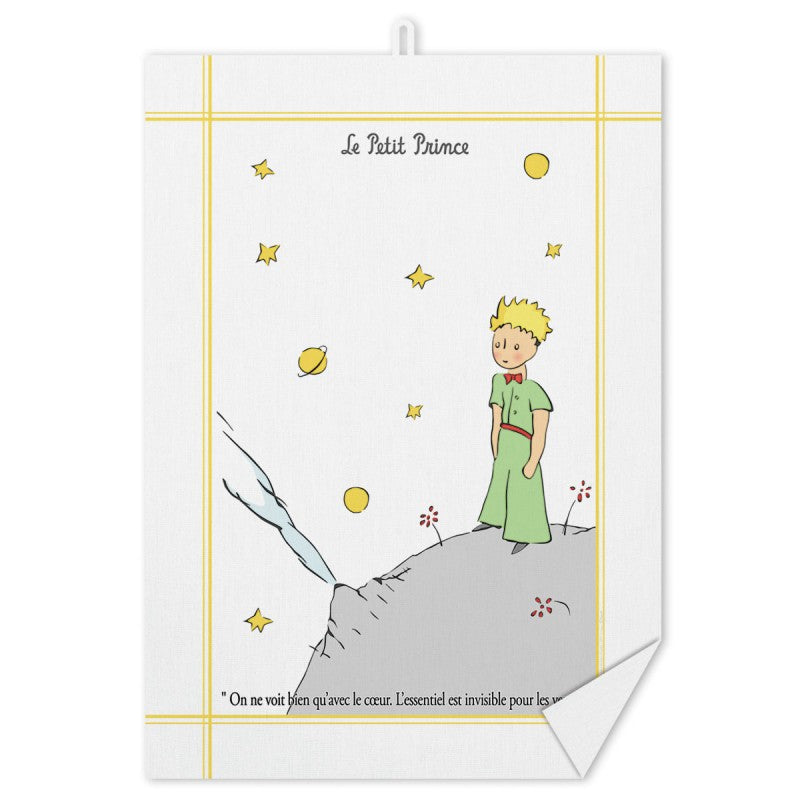 Torchon Planète fond blanc - Le Petit Prince - Editions Clouet - Linge à vaisselle - - La Guilde Culinaire