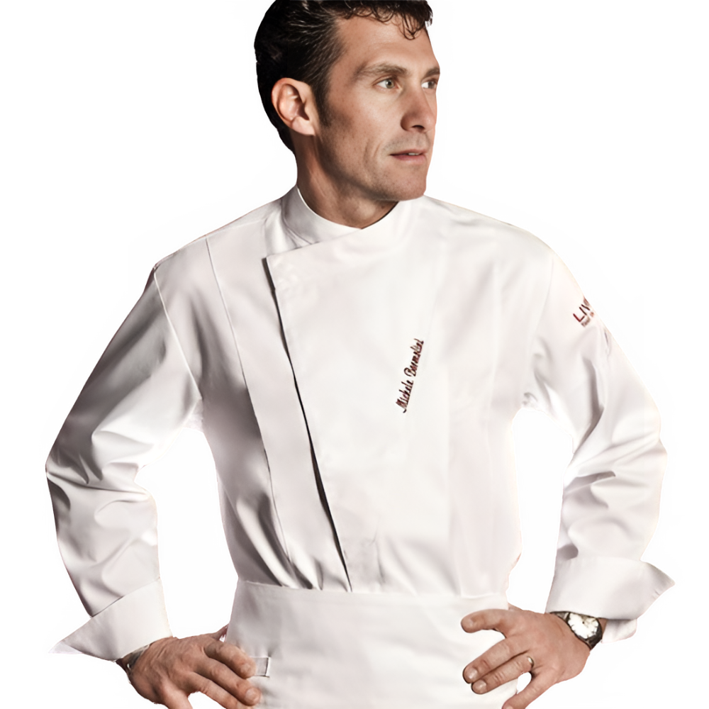 Veste de cuisine Torino * Blanc Longues T5 - UE 3XL-62/64 - US 48/51 - Clement Design - Veste cuisine homme - TORINO BLANC ML T5 DIS - La Guilde Culinaire