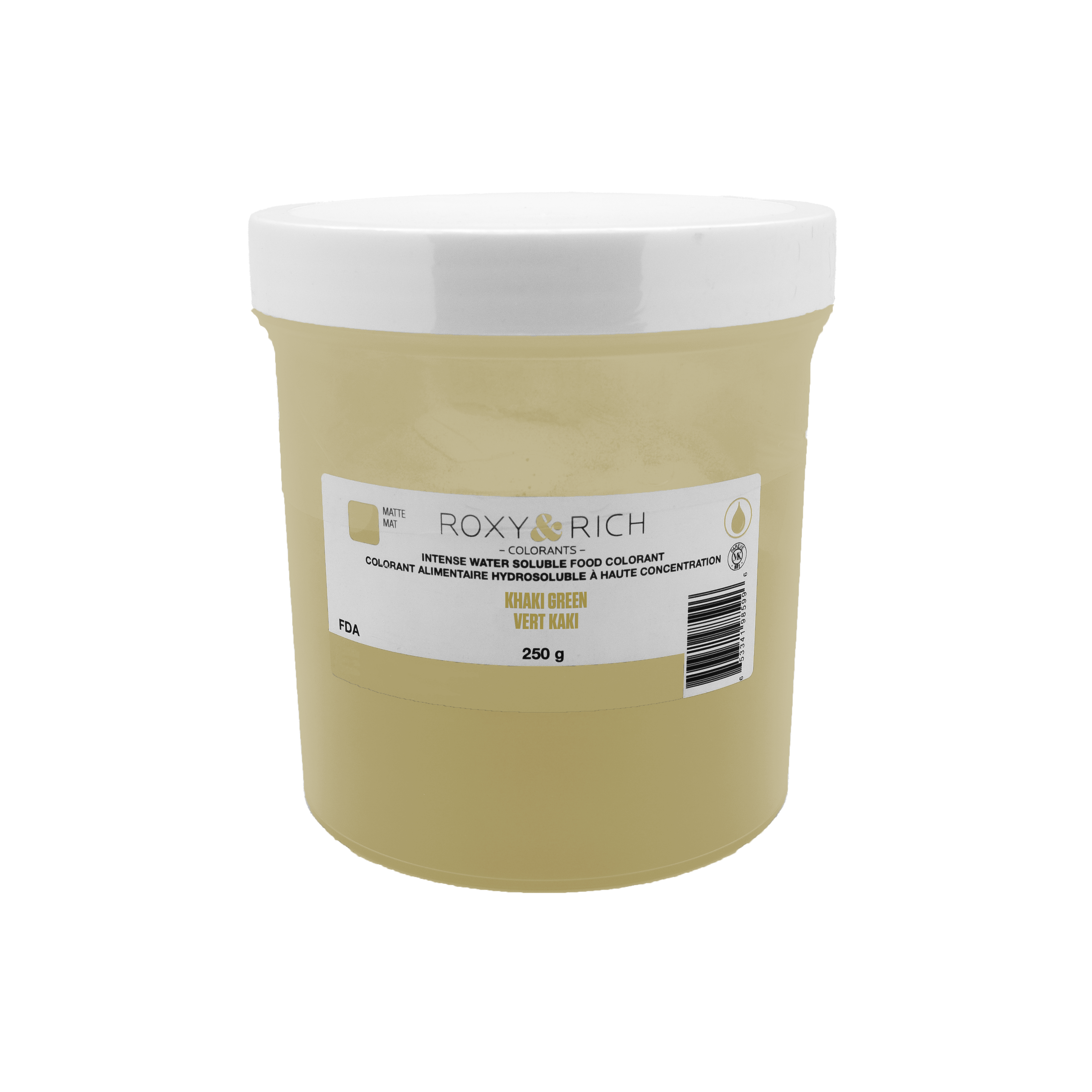 Colorant alimentaire hydrosoluble Vert Kaki 250g - Roxy & Rich - Colorant alimentaire hydrosoluble - H250-013 - La Guilde Culinaire