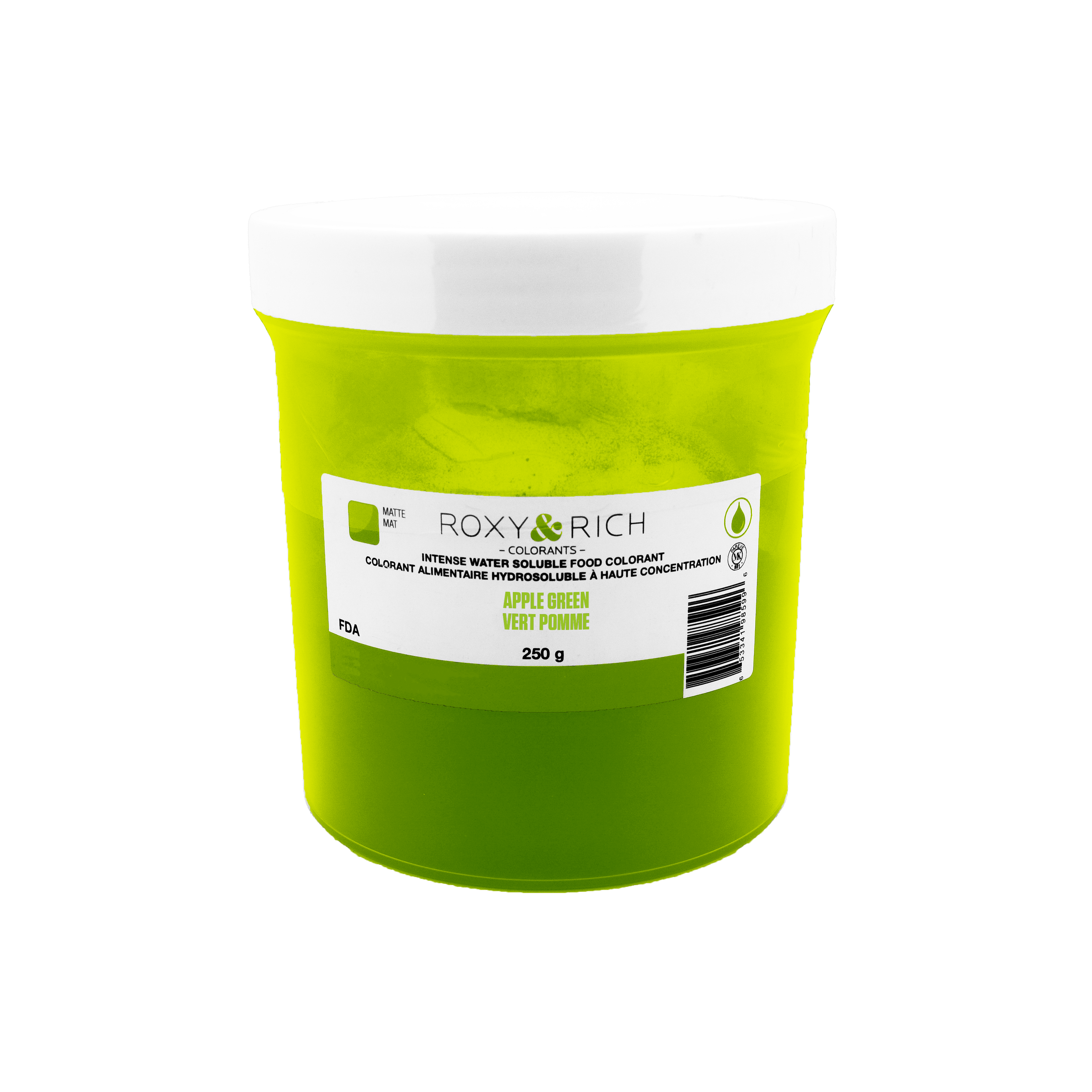 Colorant alimentaire hydrosoluble Vert Pomme 250g - Roxy & Rich - Colorant alimentaire hydrosoluble - H250-010 - La Guilde Culinaire
