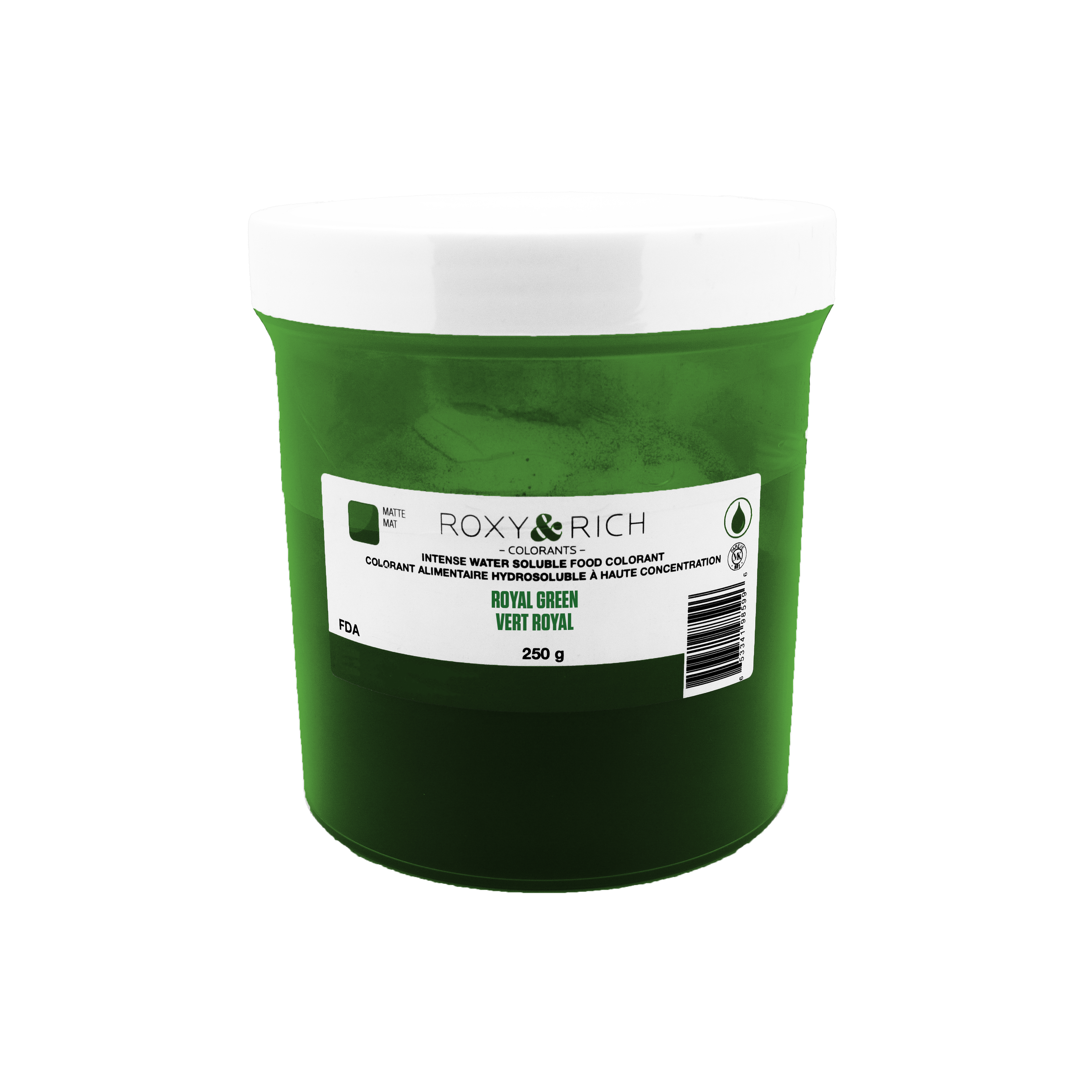 Colorant alimentaire hydrosoluble Vert Royal 250g - Roxy & Rich - Colorant alimentaire hydrosoluble - H250-011 - La Guilde Culinaire