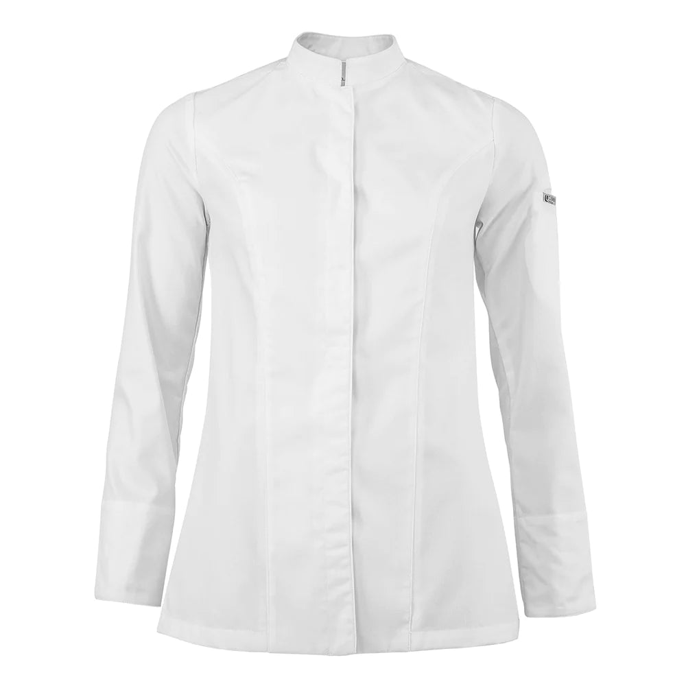 Veste de cuisine Genova Blanc Courtes T00 - UE XS-34/36 - US 28/29 - Clement Design - Veste cuisine femme - GENOVA-BL-MC-T00 - La Guilde Culinaire