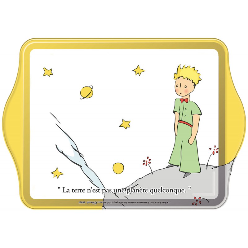 Petit plateau métal Vide-poches, Planète fond blanc - Le Petit Prince - Editions Clouet - Plateau de service - - La Guilde Culinaire