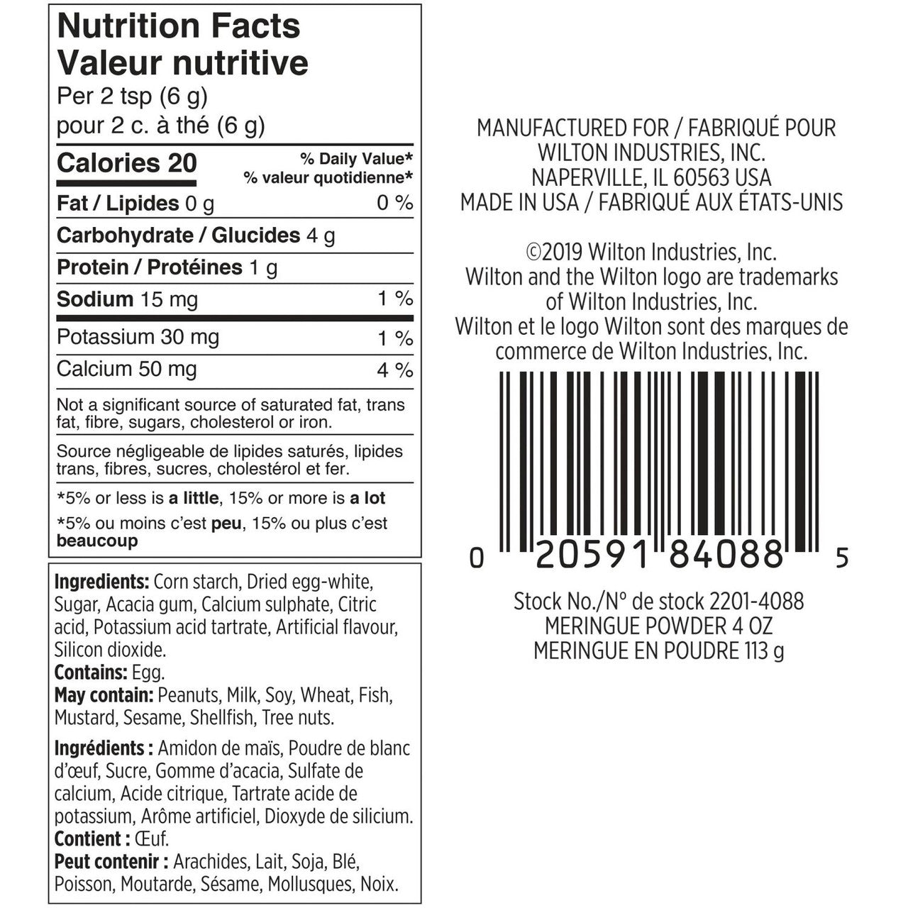 Poudre de meringue, Substitut de blanc d'œuf 113 g - Wilton - Poudre de meringue - - La Guilde Culinaire