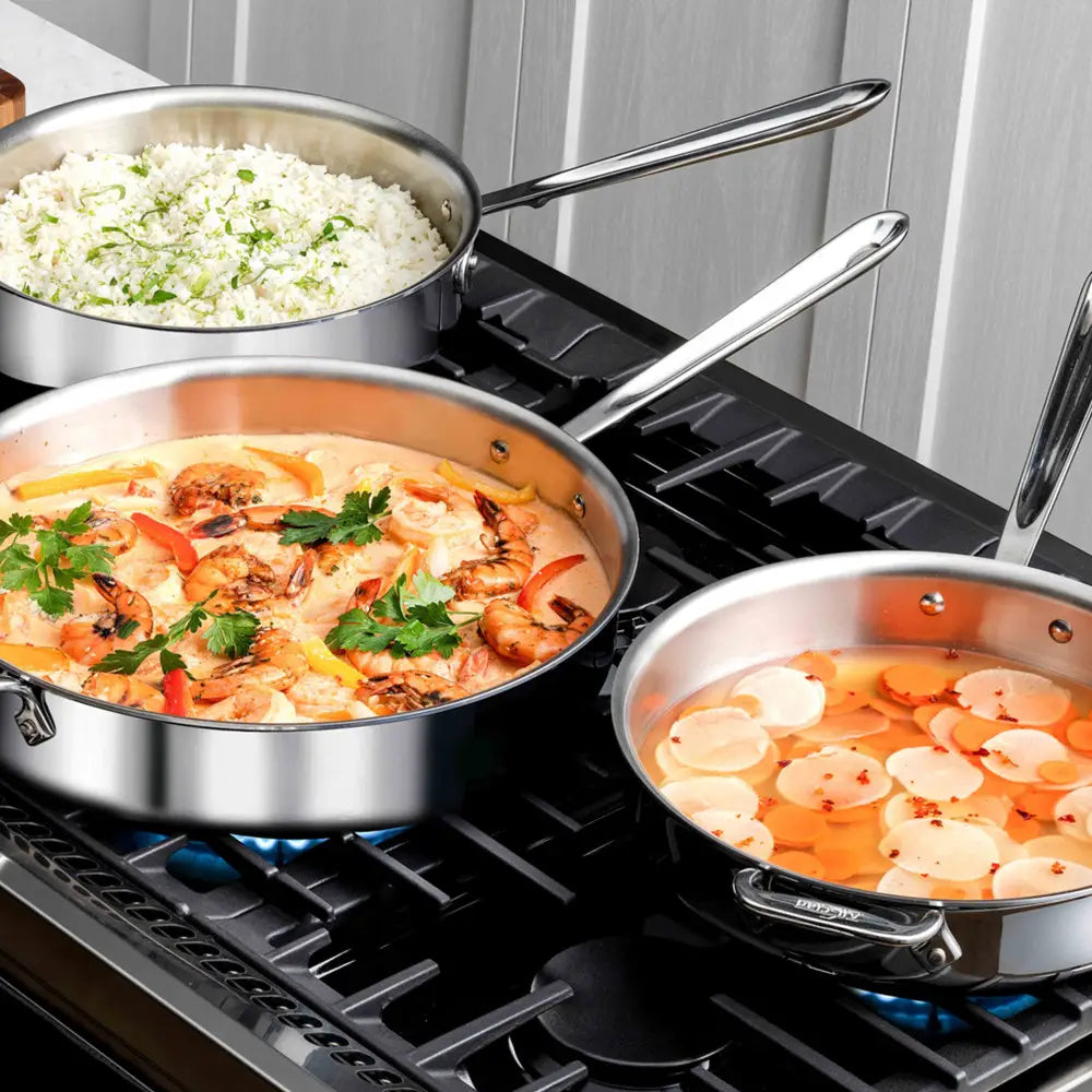 Sauteuse en acier inoxydable 4QT - D3 avec couvercle - All-Clad - Poêle à frire - - La Guilde Culinaire