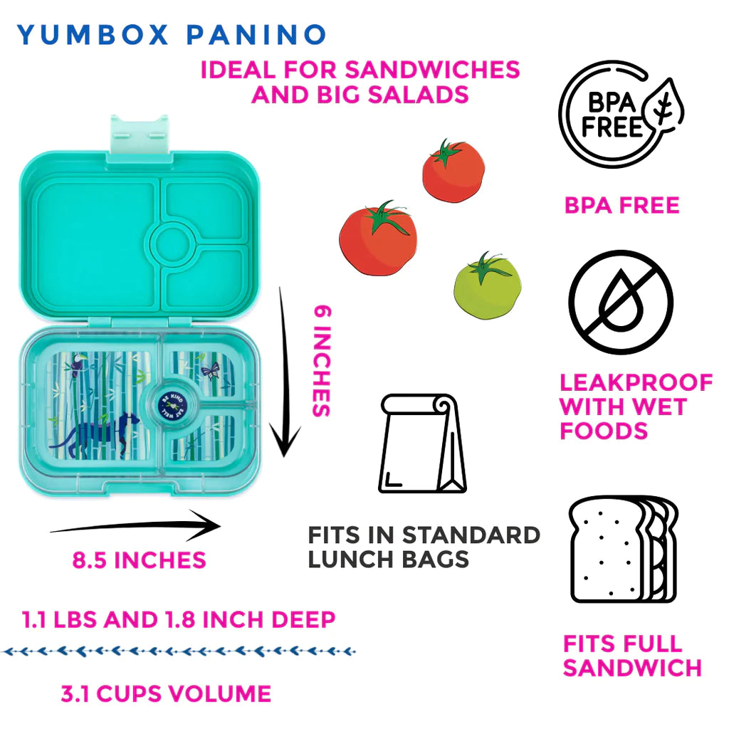 Yumbox Bento – Panino – Tropical Aqua avec plateau panthère (4 compartiments) - Yumbox - Boîte à repas - - La Guilde Culinaire
