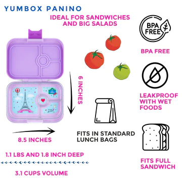 Yumbox Bento – Panino – Lulu Purple - Paris Je t'aime (4 compartiments) - Yumbox - Boîte à repas - - La Guilde Culinaire