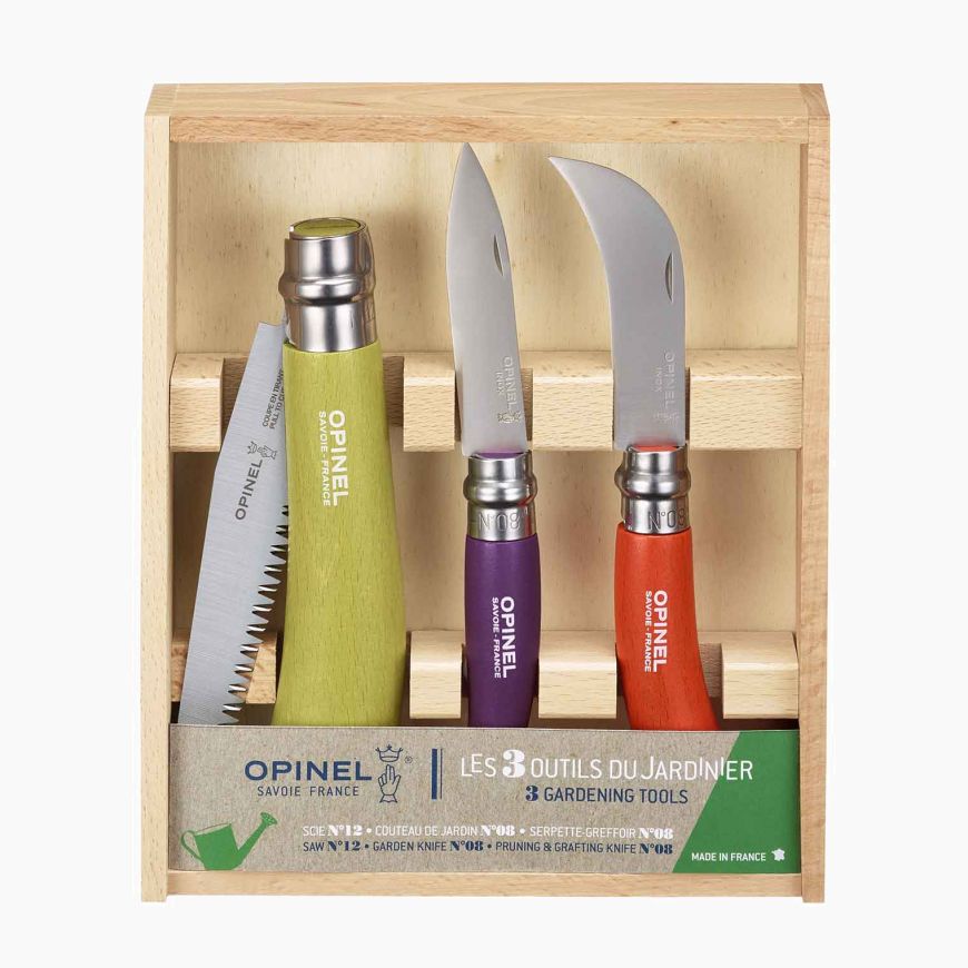 Le Coffret Les Trois Outils du jardinier - Opinel - Couteau de poche - - La Guilde Culinaire