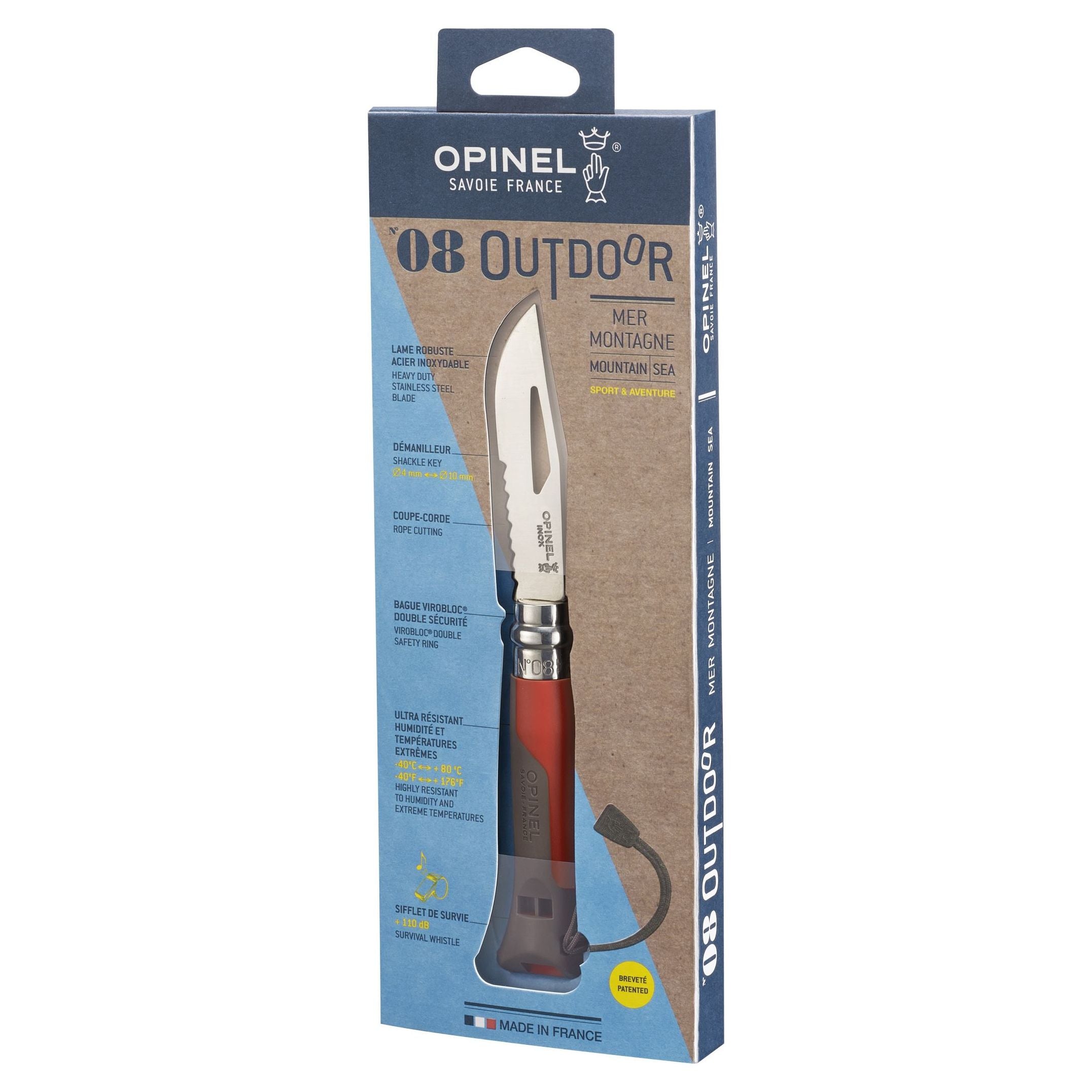 Opinel - N°08 Outdoor Terre/Rouge - Opinel - Couteau de poche - - La Guilde Culinaire