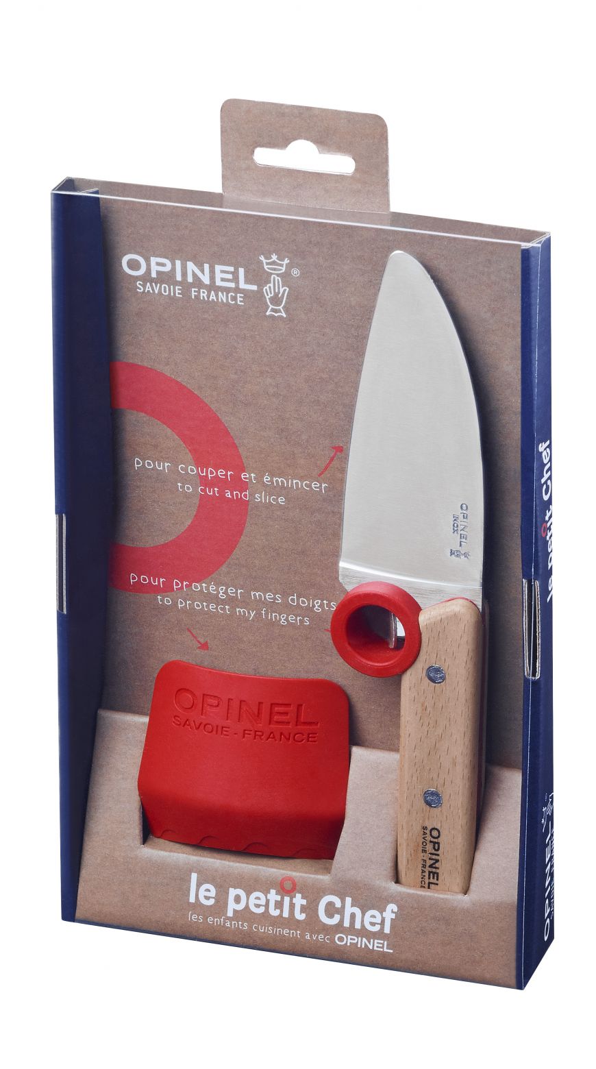 Opinel - Couteau + Protège doigt Petit Chef    - Opinel - Couteau de cuisine - 
