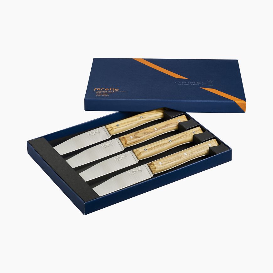 Opinel - Coffret 4 Facette Olivier, lisse - Opinel - Couteau de table - - La Guilde Culinaire