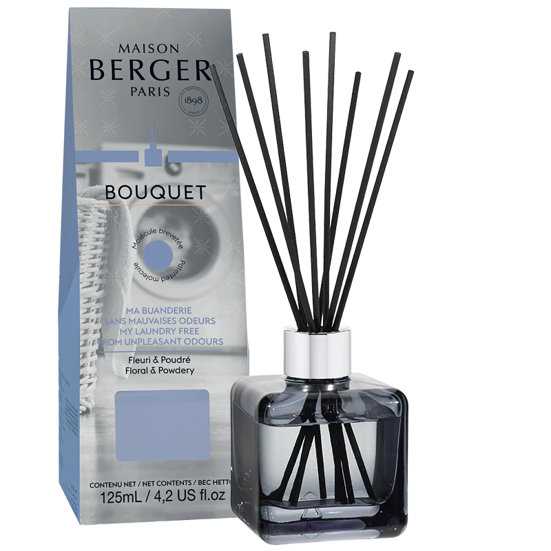 Bouquet parfumé Cube - Ma buanderie sans mauvaises odeurs – 125 ml (4,2 oz) *    - Maison Berger Paris - Parfums d'ambiance - 