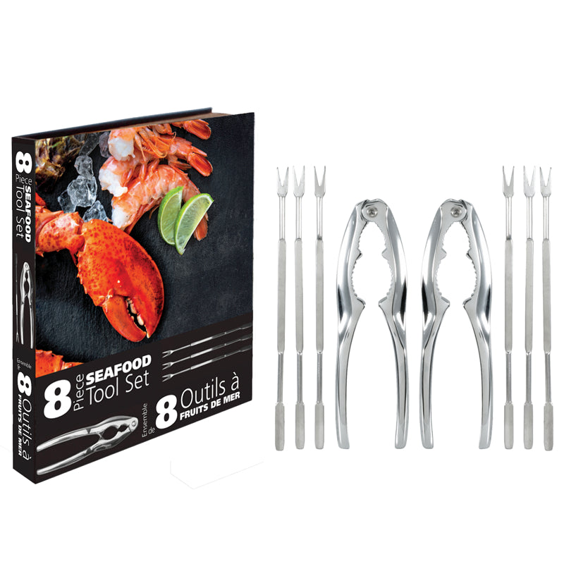Ensemble de 8 outils à fruits de mer - Natural Living - Pince à crustacés - - La Guilde Culinaire