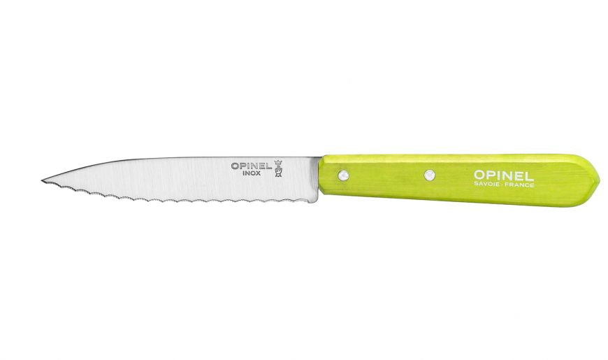 Opinel - Couteau cranté N°113 hêtre Hêtre vert pomme   - Opinel - Couteau d'office - 001920