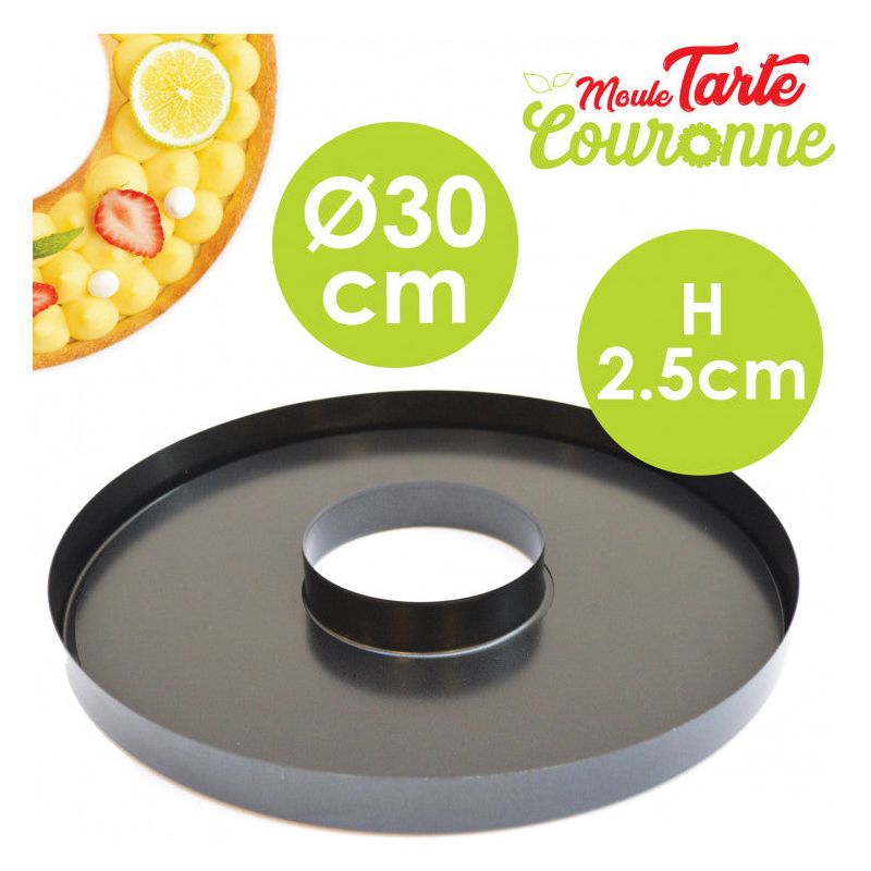 Moule tarte couronne de 30 cm avec un fond amovible et antiadhésif - Scrapcooking - Moule à tarte et quiche - - La Guilde Culinaire