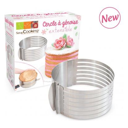 Cercle à génoise extensible rond inox 16cm à 20cm x 8,5cm de haut - Scrapcooking - Cercle à pâtisserie - - La Guilde Culinaire