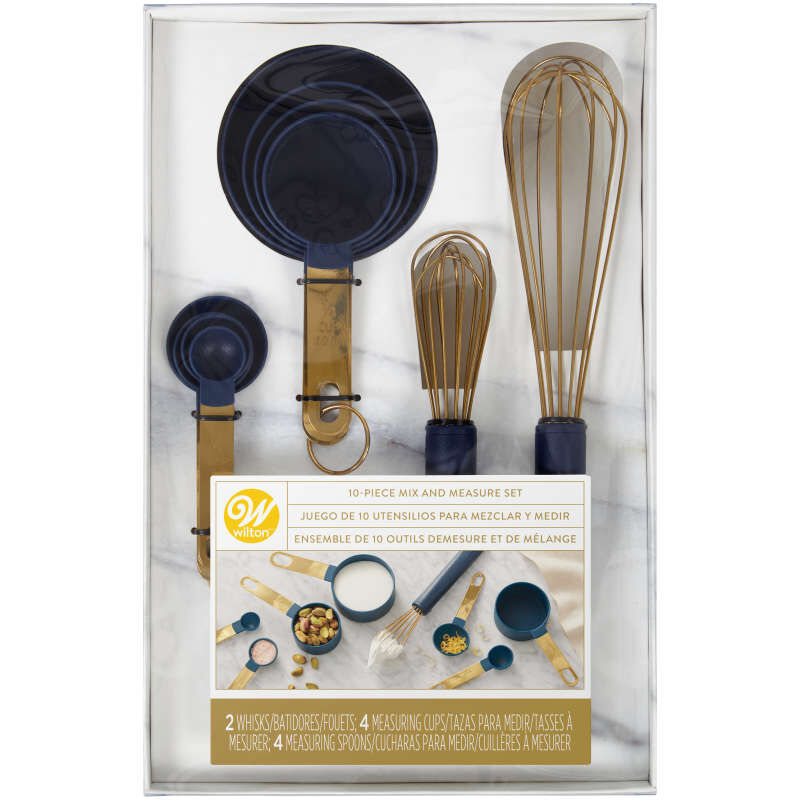 Set d'ustensiles de cuisine bleu marine et or, 10 pièces. - Wilton - Accessoire - - La Guilde Culinaire