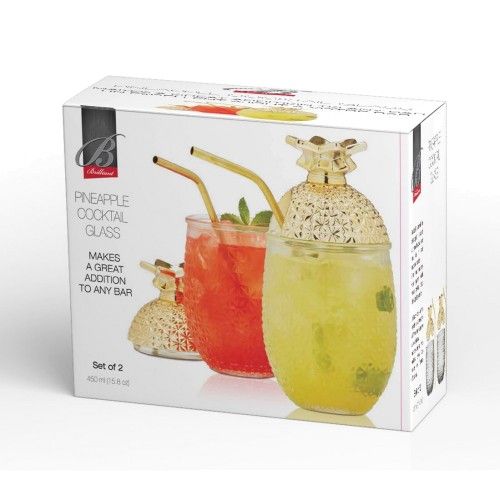 Verre à cocktail ananas 450ml - Set de 2 ! - Brilliant - Verre à cocktail - - La Guilde Culinaire