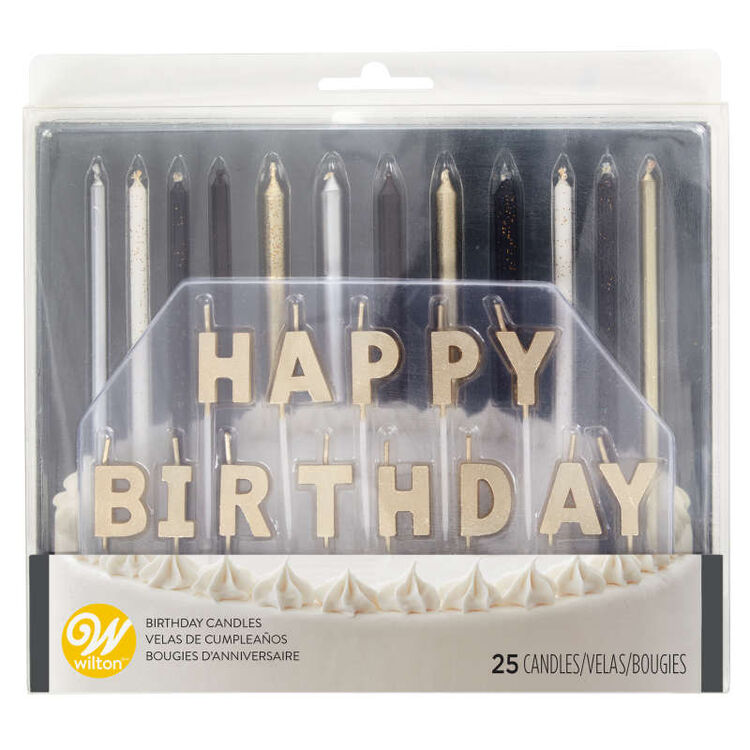 Ensemble de bougies d'anniversaire métalliques, 25 pièces    - Wilton - Bougie d'anniversaire - 