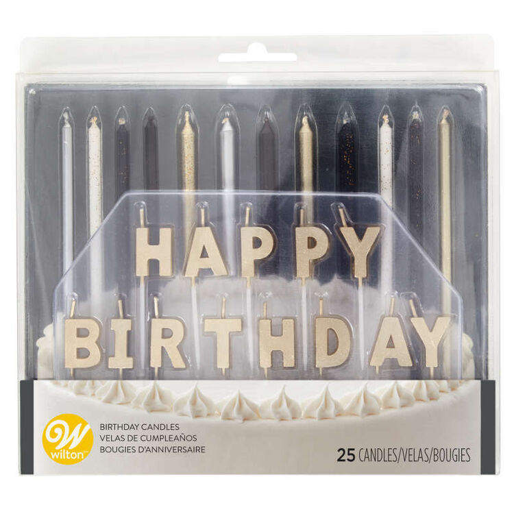 Ensemble de bougies d'anniversaire métalliques, 25 pièces - Wilton - Bougie d'anniversaire - - La Guilde Culinaire