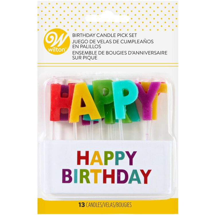 Ensemble de bougies d'anniversaire "Happy Birthday" sur pique - Wilton - Bougie d'anniversaire - - La Guilde Culinaire