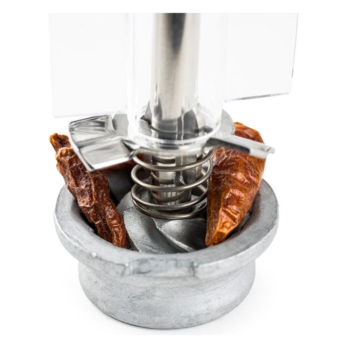 Moulin à piment manuel en bois et acryl couleur Chocolat 14 cm - Oléron - Peugeot - Peugeot - Moulin à épices - - La Guilde Culinaire