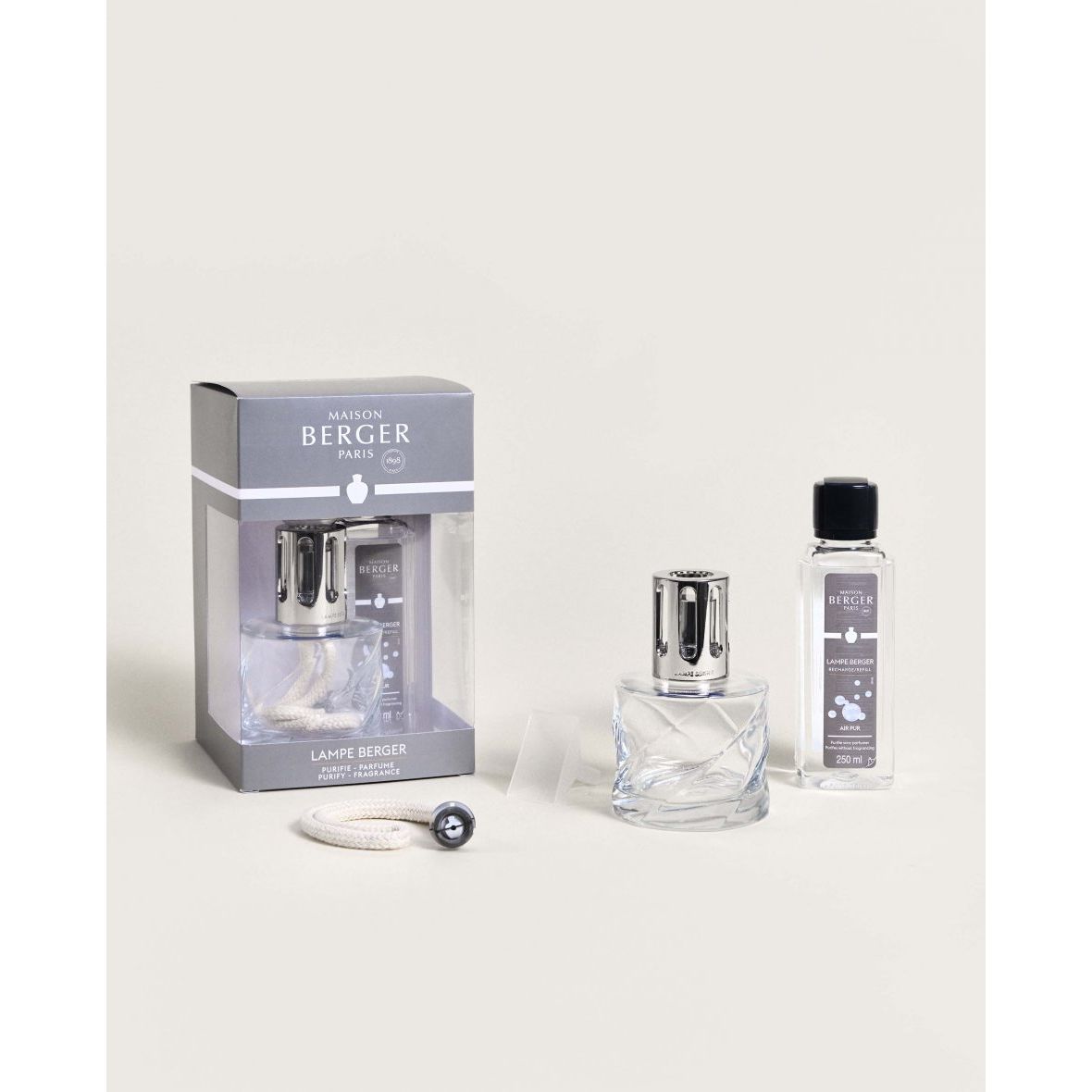 Coffret Lampe Berger Spirale Transparente + Air pur - 250ml (8,5 oz) ! - Maison Berger Paris - Coffret Lampe Berger - - La Guilde Culinaire