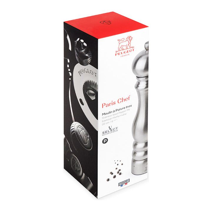 Paris Chef Moulin à poivre manuel en inox u'Select 22 cm - Peugeot - Peugeot - Moulin à poivre - - La Guilde Culinaire