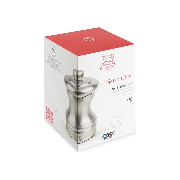 Moulin à Sel manuel en inox 10 cm - Bistro Chef Peugeot - Peugeot - Moulin à sel - - La Guilde Culinaire