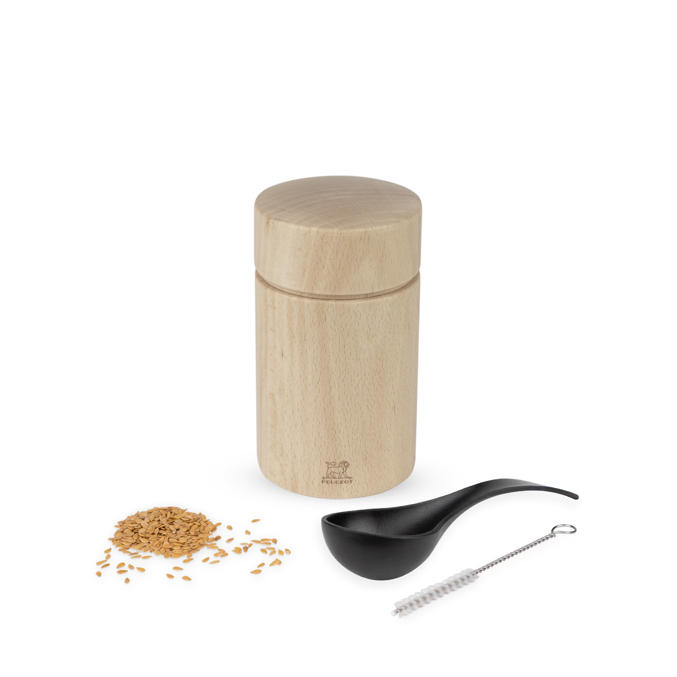 Naka Moulin à graines de lin en bois naturel 11 cm - 4,5‘‘ - Peugeot - Peugeot - Moulin à épices - - La Guilde Culinaire