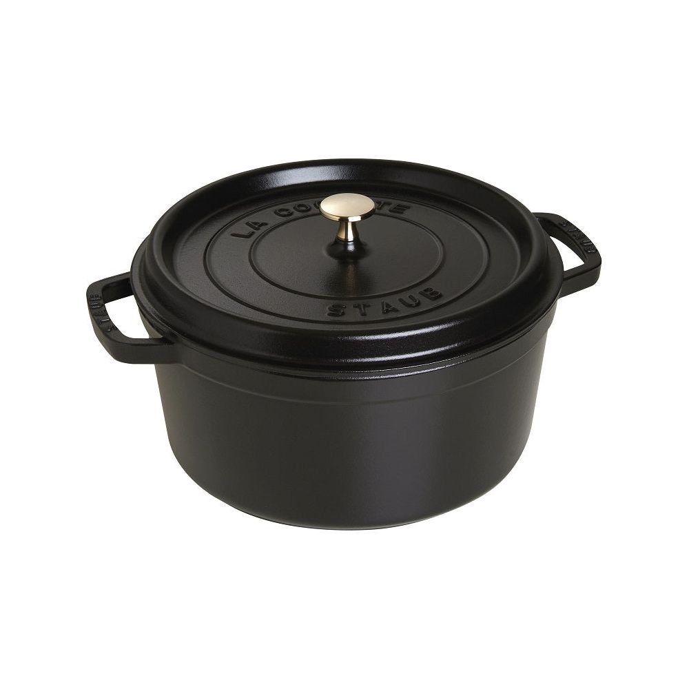 Cocotte ronde fonte et émail noir 13.2'' 34cm 12.5L - Staub - Cocotte - - La Guilde Culinaire