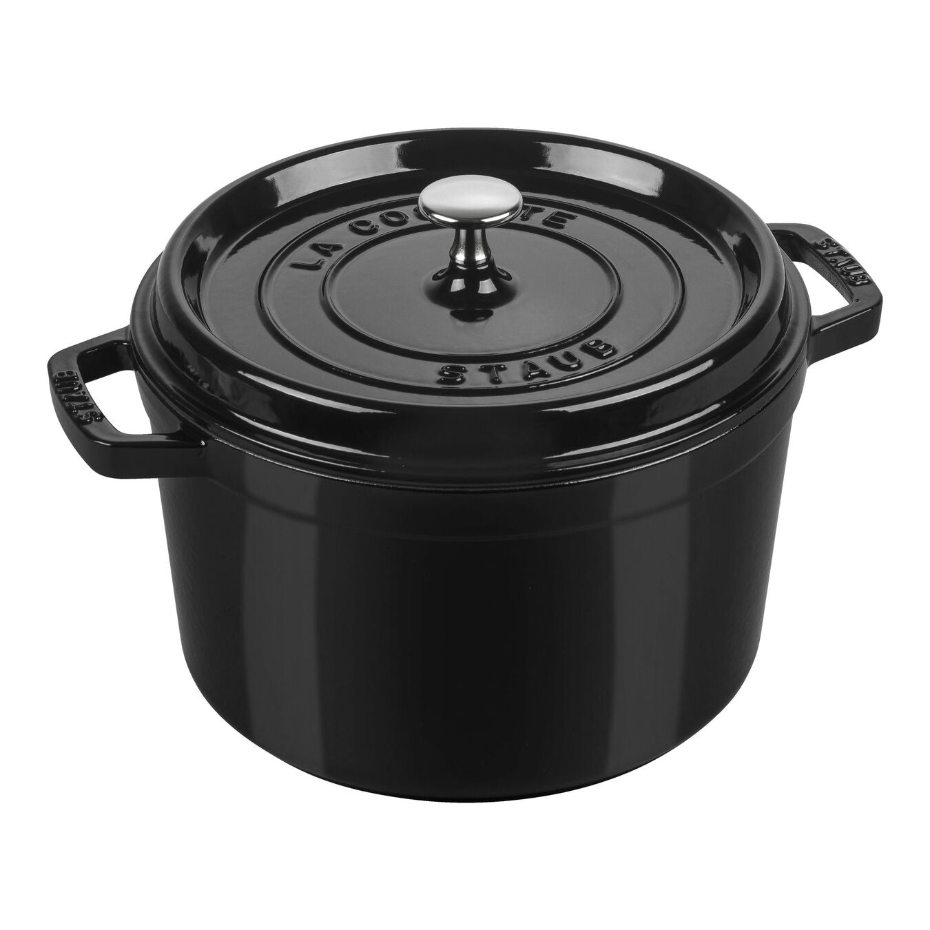Cocotte ronde haute en fonte, noir brillant - 24 cm 4,75 L - Staub - Cocotte - - La Guilde Culinaire