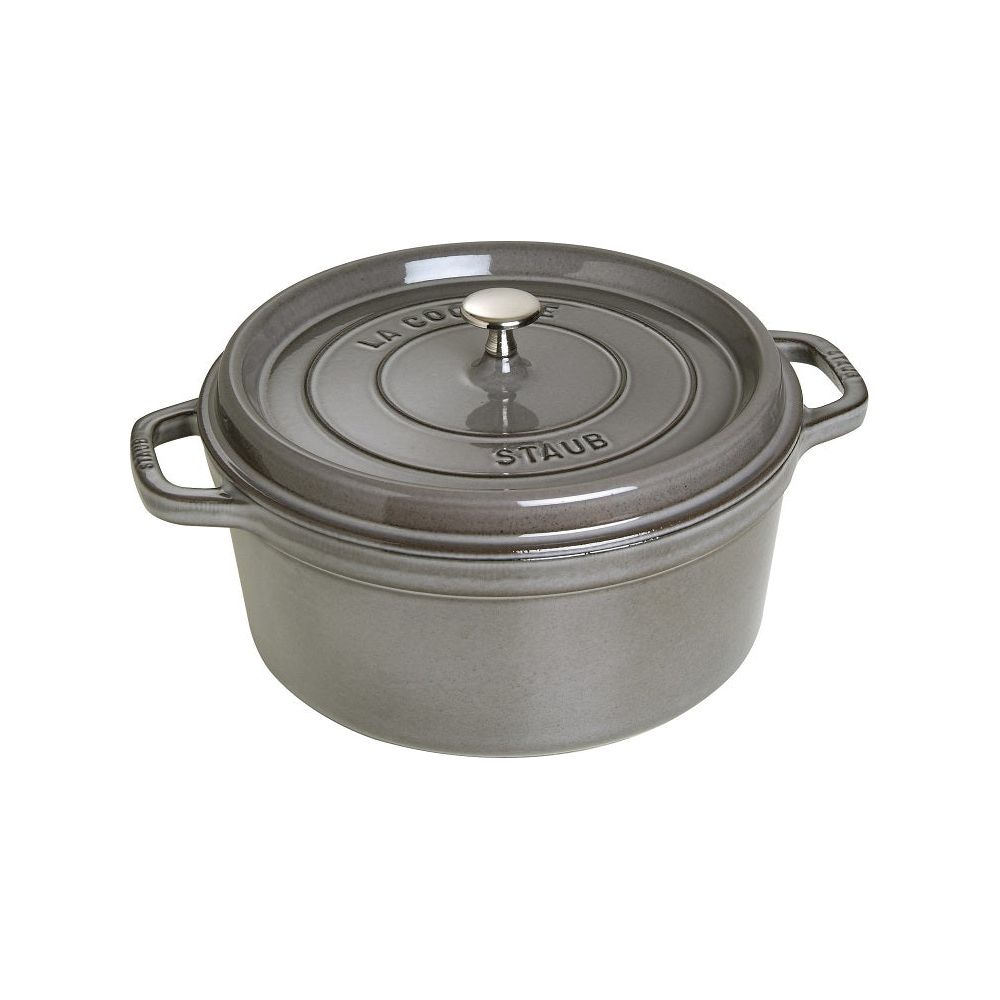 Cocotte ronde fonte et émail Grise 9'' 24cm 3.8L - Staub - Cocotte - - La Guilde Culinaire