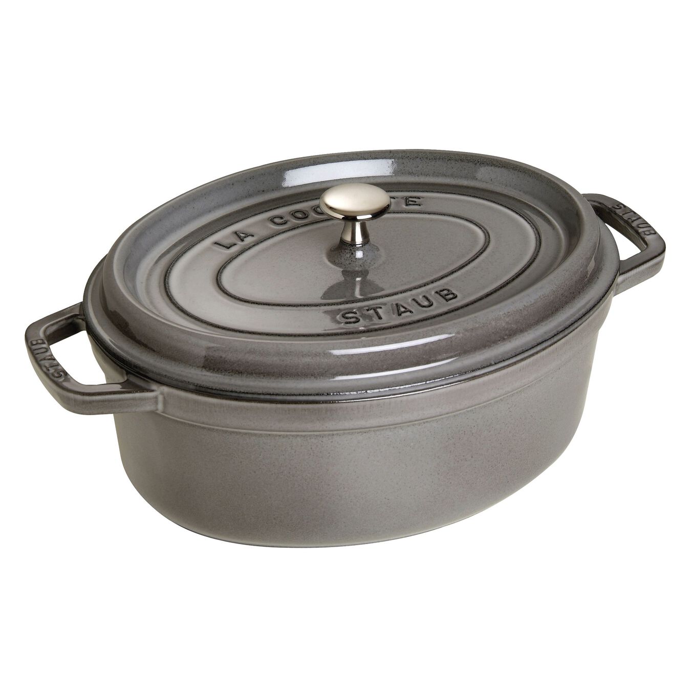 Cocotte ovale fonte et émail Grise 11.5'' 29cm 4.25L - Staub - Cocotte - - La Guilde Culinaire