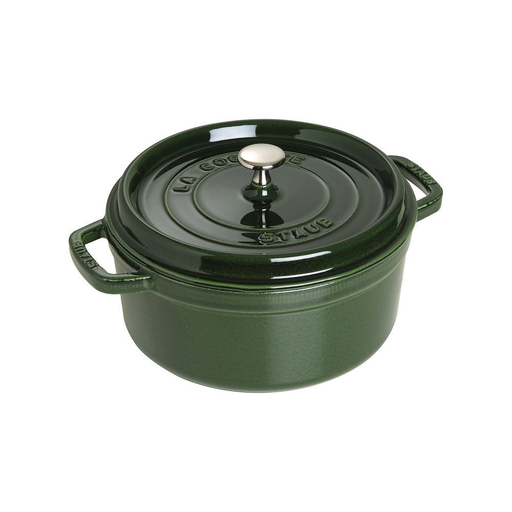 Cocotte ronde fonte et émail vert basilic 10'' 26cm 5.2L - Staub - Cocotte - - La Guilde Culinaire