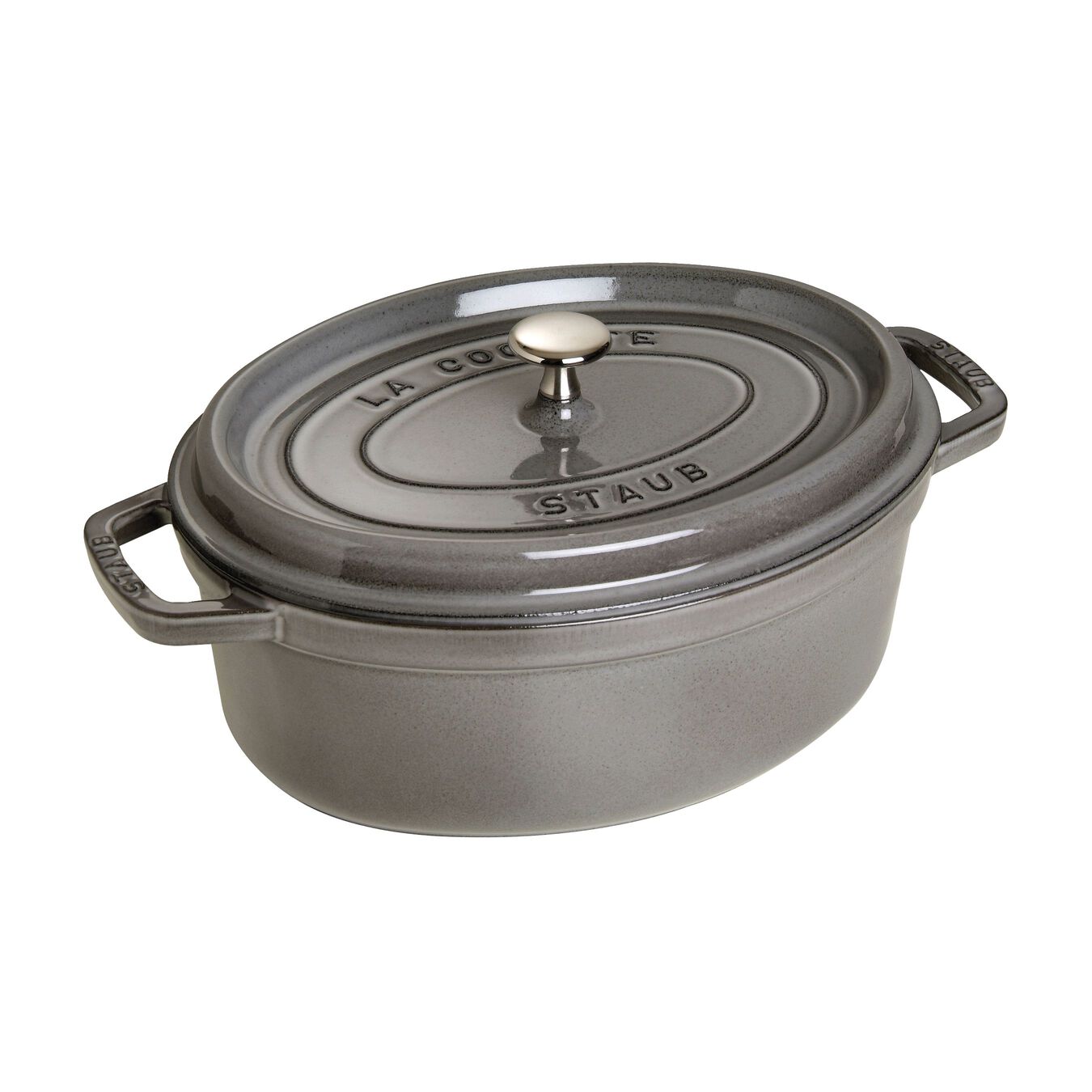 Cocotte ovale fonte et émail Grise 14'' 37cm 8L - Staub - Cocotte - - La Guilde Culinaire