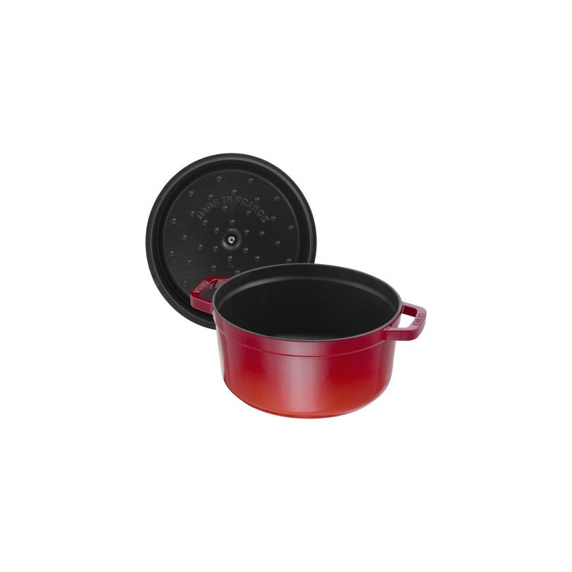 Cocotte ronde fonte et émail Rouge 9'' 24cm 3.8L - Staub - Cocotte - - La Guilde Culinaire